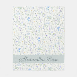 Cobertor De Velo Monograma de Nome de Flor Silvestre Aquarela Roxo 
