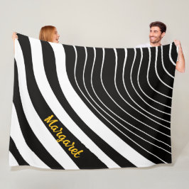 Cobertor De Velo Monograma de nome preto e branco abstrato