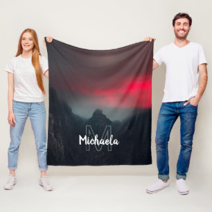 Cobertor De Velo Monograma de nuvens, neblina e montanhas