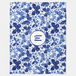 Cobertor De Velo Monograma de Padrão de Aquarela da Borboleta