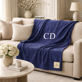 Cobertor De Velo Monograma de presente da empresa com logotipo azul