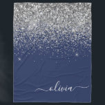 Cobertor De Velo Monograma de Sparkle Azul Girly Marinho de Prata<br><div class="desc">Nome do Monograma do Script Glitter Glitter Azul Silver e Marinho Azul Espelho e Folheto Inicial. Isto faz o doce e perfeito aniversário de 16 anos,  casamento,  chá de panela,  aniversário,  chá de fraldas ou festa de solteira presente para alguém que ama luxo de luxo e estilos quíticos.</div>