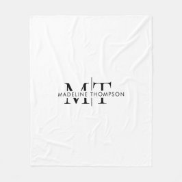 Cobertor De Velo Monograma de Tipografia Moderna Branco Preto