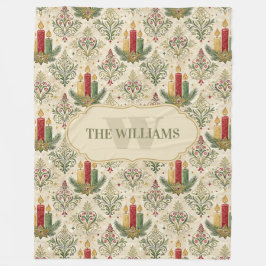 Cobertor De Velo Monograma de Velas e Ornamentos de natais vintages