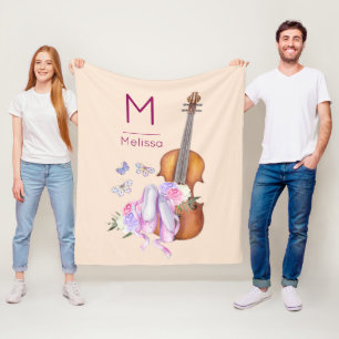 Cobertor De Velo Monograma de violino, Calçado e borboletas