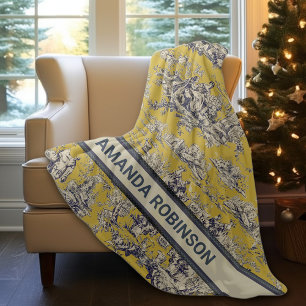 Cobertor De Velo Monograma do lago floral de cor amarela do jouy