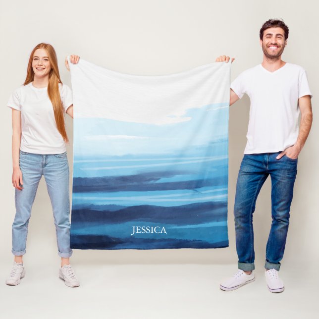 Cobertor De Velo Monograma do mar de Abstrato de Aquarelas do Ocean (In Situ)