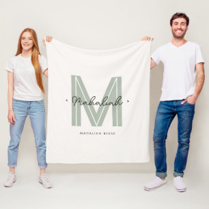 Cobertor De Velo Monograma do Nome do Script Verde Sage