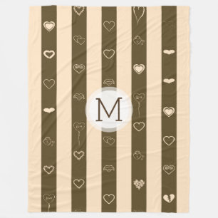 Cobertor De Velo Monograma Donkey Brown Stripes Padrão Cardíaco M