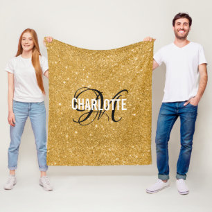 Cobertor De Velo monograma Dourado com nome de velo