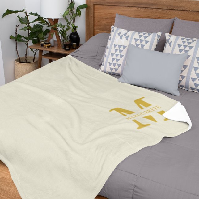 Cobertor De Velo Monograma Dourado de bege neutro (Criador carregado)