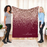 Cobertor De Velo Monograma Dourado de Brilhante Rosa Rosa Rosa Rosa<br><div class="desc">Rosa Dourado - Cor-de-rosa pincelado e Borgonha Faux Sparkle Nome do Monograma da Largura e Folheto Inicial. Isto faz o doce e perfeito aniversário de 16 anos,  casamento,  chá de panela,  aniversário,  chá de fraldas ou festa de solteira presente para alguém que ama luxo de luxo e estilos quíticos.</div>