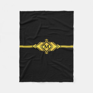 Cobertor De Velo Monograma Dourado & preto da correia do art deco