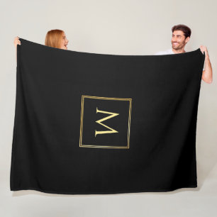 Cobertor De Velo Monograma Elegante Preto E Dourado Personalizado