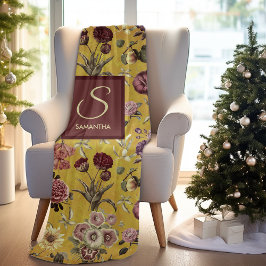 Cobertor De Velo Monograma floral amarelo-vivo