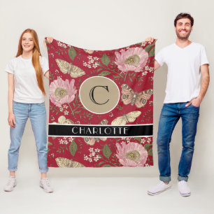 Cobertor De Velo Monograma Floral Botânico de Flores Silvestres Mod
