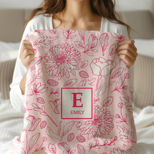 Cobertor De Velo Monograma Floral Cor-de-rosa - Cobertura Personali