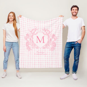 Cobertor De Velo Monograma Floral de Crest Floral, Cor-de-Rosa,