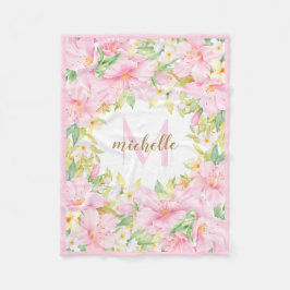 Cobertor De Velo Monograma Floral Menina Rosa Espelhada Botânica