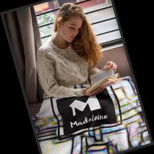 Cobertor De Velo Monograma Geométrico Colorida de Abstrato de Aquar