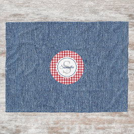 Cobertor De Velo Monograma, Impressão de Verificação Vermelha e Azu