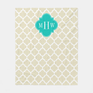 Cobertor De Velo Monograma inicial da cerceta 3 brancos bege do