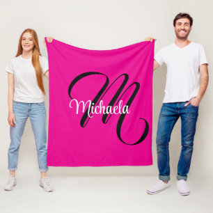 Cobertor De Velo Monograma inicial minimalista moderno nome rosa qu