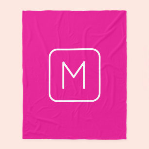 Cobertor De Velo Monograma Inicial Simples e Moderno Rosa e Branc