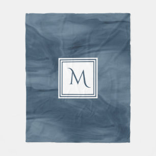 Cobertor De Velo Monograma Moderno Azul Marinho Simples Marble