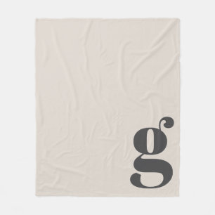 Cobertor De Velo Monograma Moderno Bold Creme Inicial Mínimo