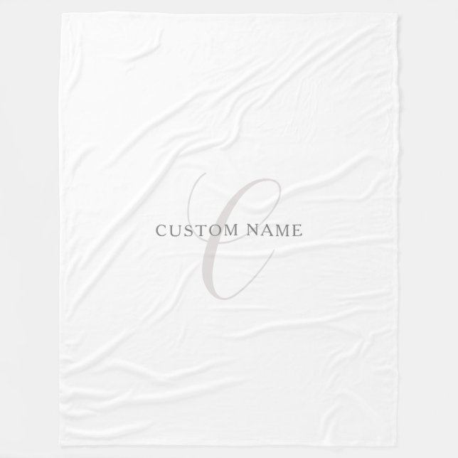 Cobertor De Velo Monograma Moderno Elegante | Cinzas e Branco (edit (Frente)