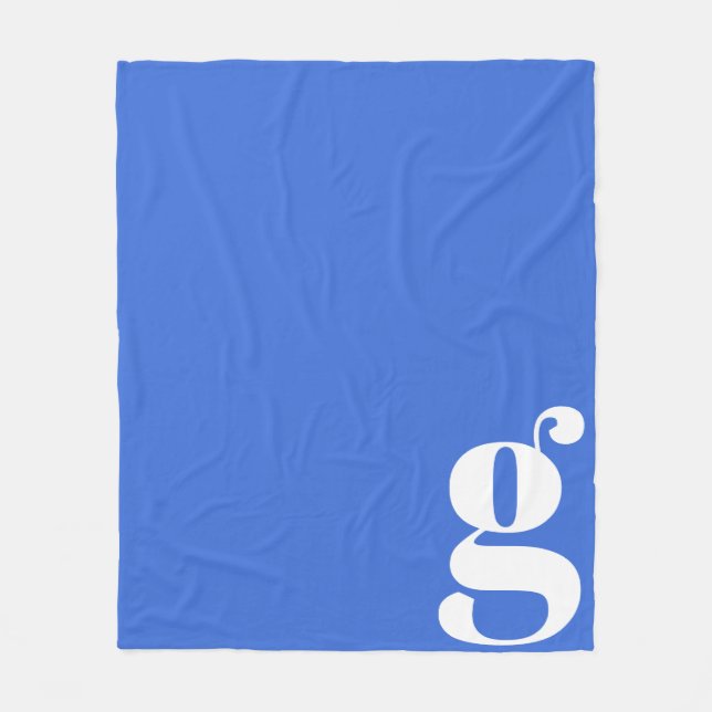 Cobertor De Velo Monograma Moderno - Letra Inicial Azul Brilho (Frente)
