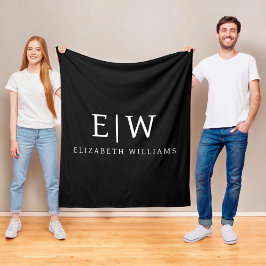 Cobertor De Velo Monograma Moderno Minimalista Preto e Branco