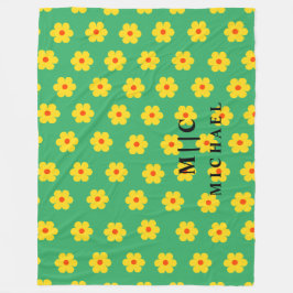 Cobertor De Velo Monograma moderno verde retro-floral