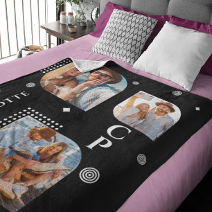 Cobertor De Velo Monograma Nome 3 Foto Colagem Moderna