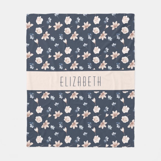 Cobertor De Velo Monograma Nome cor-de-rosa Marinho azul (Frente)