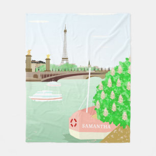 Cobertor De Velo Monograma Paris Cityscape Primavera Fleece Blanket