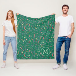 Cobertor De Velo Monograma Personalizado de Aquarela Floral
