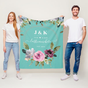 Cobertor De Velo Monograma Personalizado de Blush Rosa e Borgonha