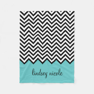 Cobertor De Velo Monograma Personalizado de Chevron Moderno Negro e