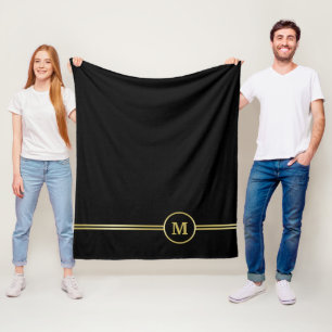 Cobertor De Velo Monograma personalizado de ouro elegante a preto