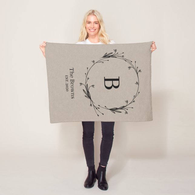 Cobertor De Velo Monograma Personalizado Nome da Família Rustic Lin (In Situ)