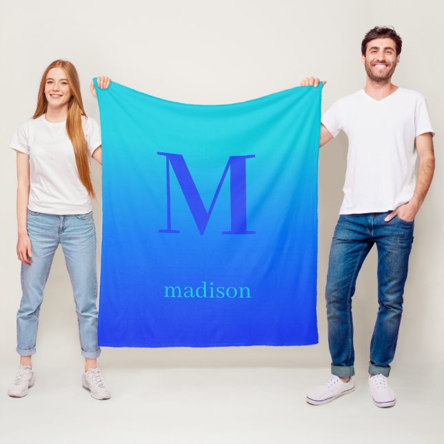 Cobertor De Velo Monograma personalizado & nome Turquesa para Gradi (In Situ)