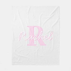 Cobertor De Velo Monograma Personalizável Fofo Rosa Ombre e Cinza