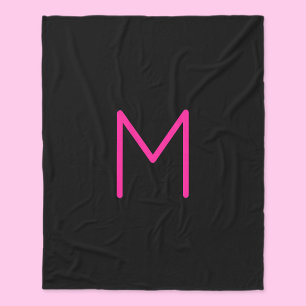 Cobertor De Velo Monograma Preto e Rosa Moderno Editável
