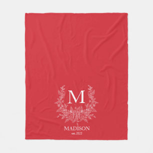 Cobertor De Velo Monograma russo moderno de férias Amaranth Red