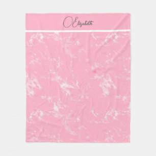 Cobertor De Velo Monograma Script Rosa Branco Cinza Mármore Tendênc