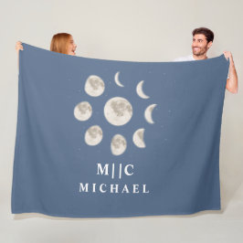 Cobertor De Velo monograma simples da lua moderna personalizado