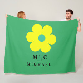 Cobertor De Velo monograma simples verde e amarelo