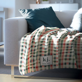 Cobertor De Velo Monograma Suave Evergreen Gingham